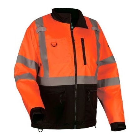 ERGODYNE High Visibility Windbreaker Water Resistant Jacket, Type R Class 3, Orange, Large 23434